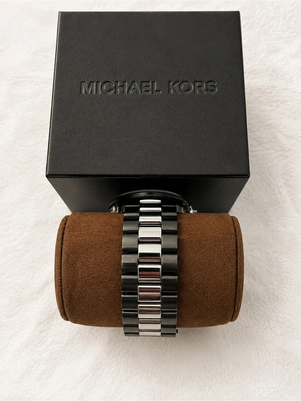 Michael Kors Mens Black and Silver Chronograph Watch